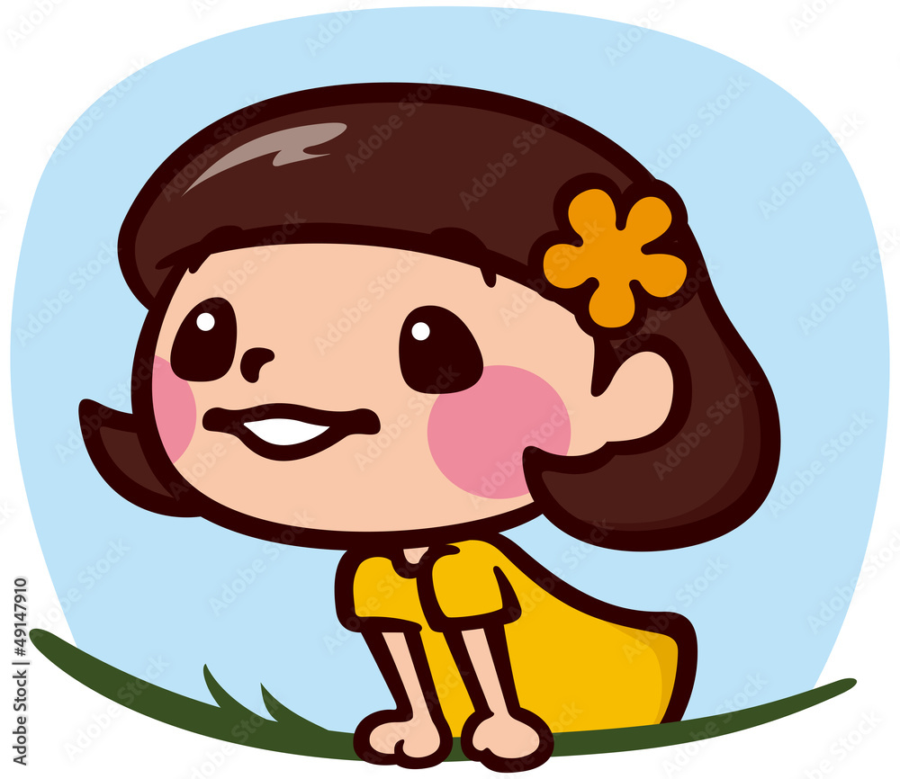 Fototapeta premium 遠くを見るかわいい女の子