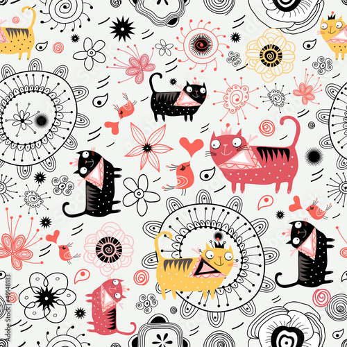 Decorative texture with lovers cats © tanor27