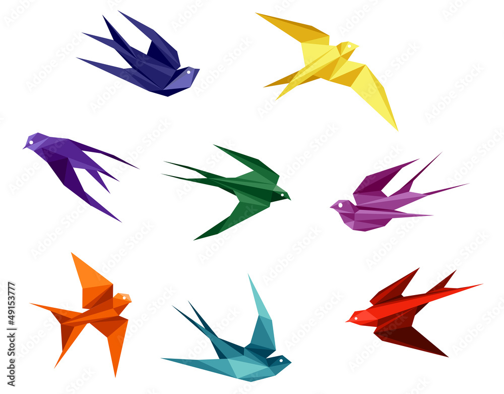 Swallows in origami style Swallows in origami style