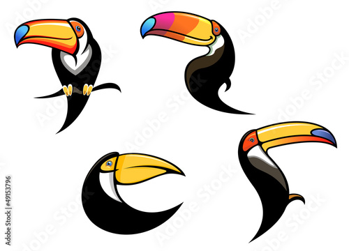 Funny toucan mascots and symbols