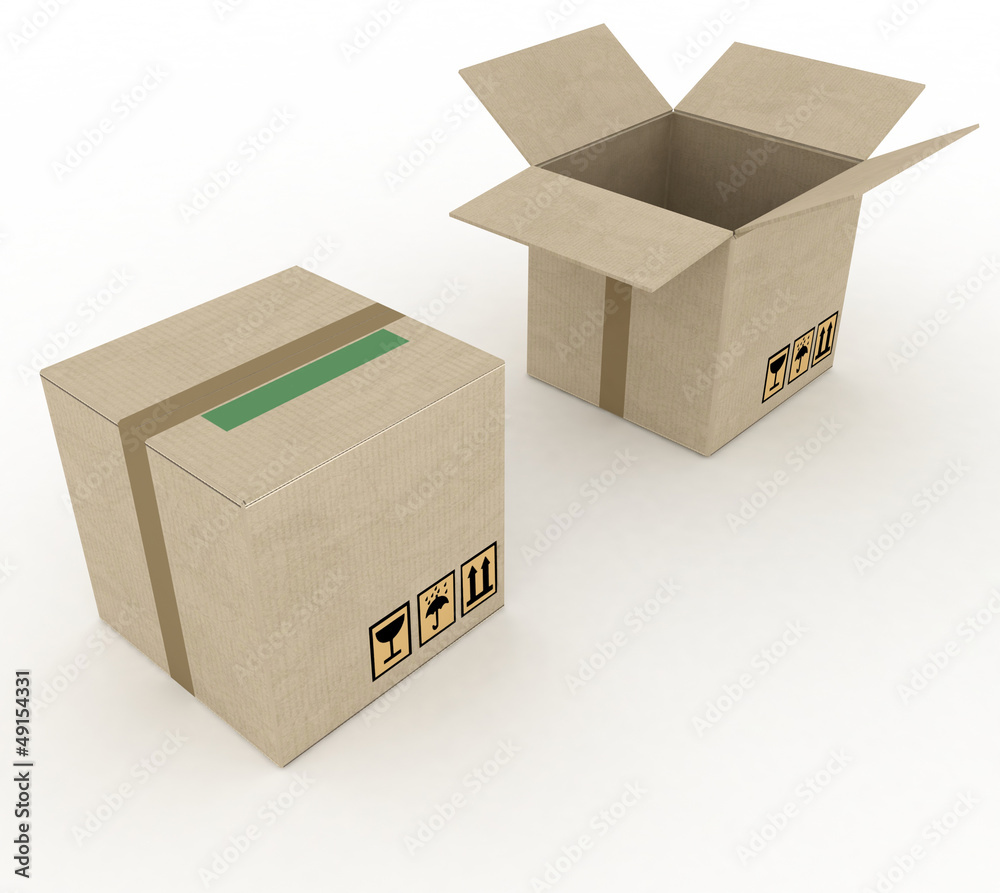 Cardboard boxes on white background Cardboard boxes on white background