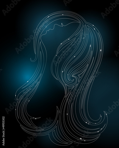 Glowing silhouette of a young woman photo