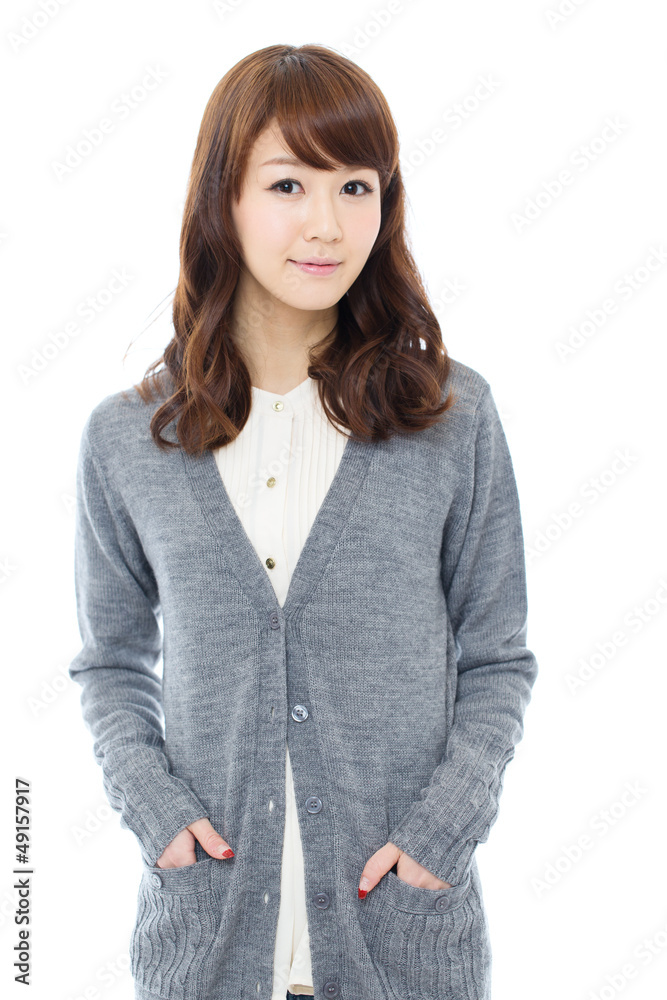 Beautiful asian woman relaxing on white background Beautiful asian woman relaxing on white background