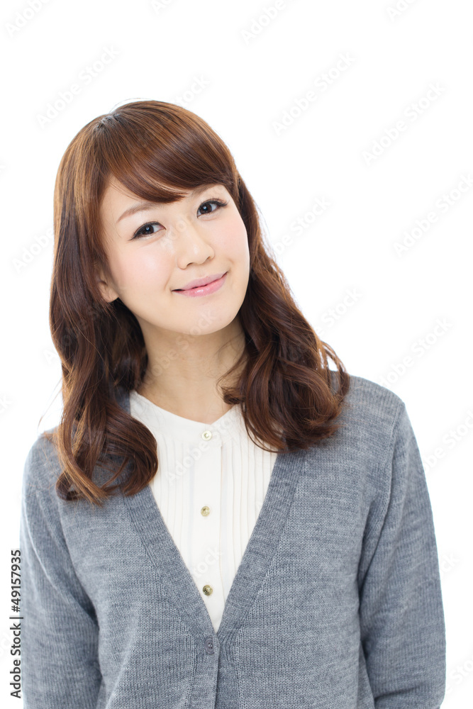 Beautiful asian woman relaxing on white background Beautiful asian woman relaxing on white background