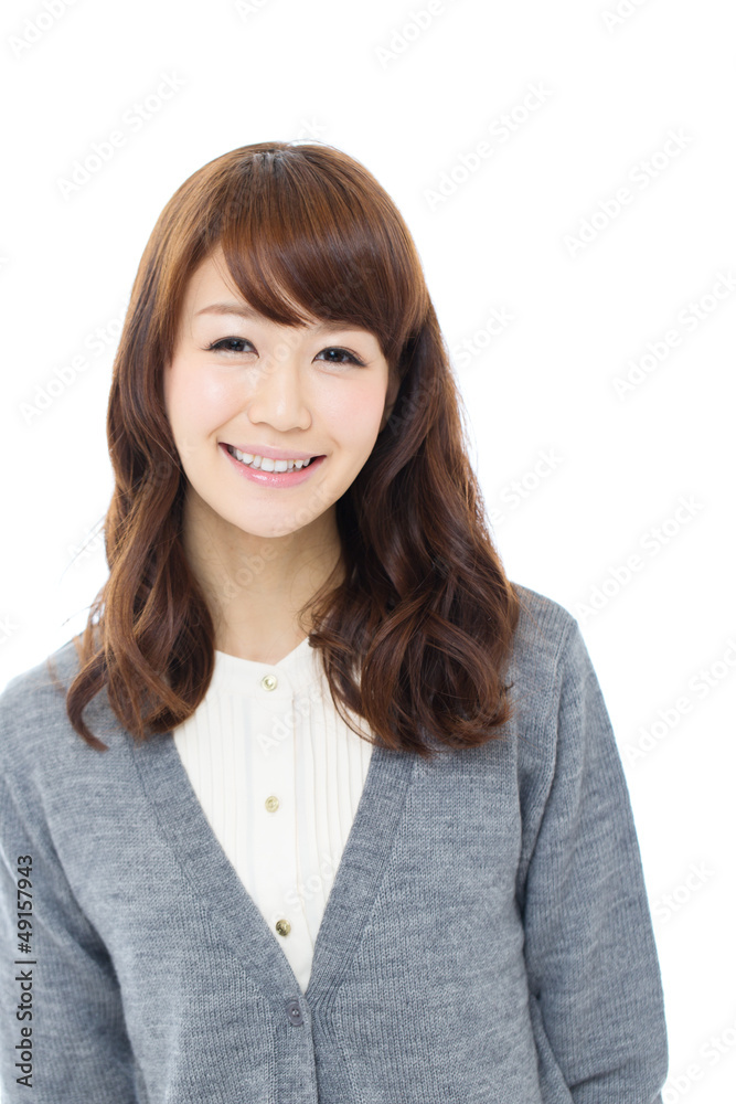 Beautiful asian woman relaxing on white background Beautiful asian woman relaxing on white background