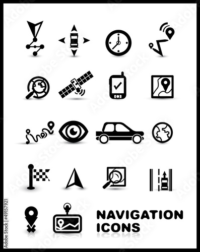 Black navigation icon set
