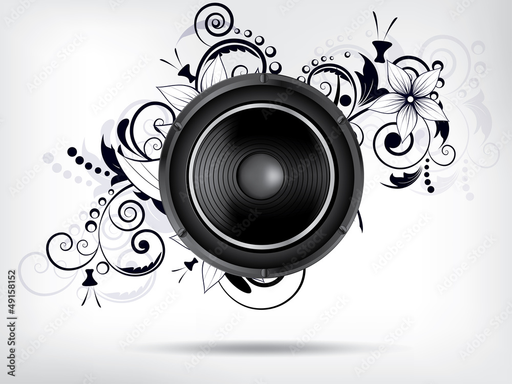 Obraz premium Abstract bckground with subwoofer and floral elements