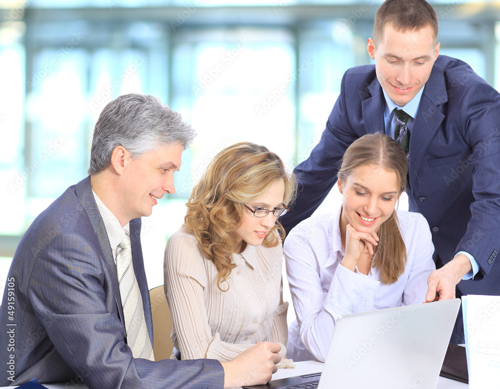 Smiling business people with paper work Smiling business people with paper work