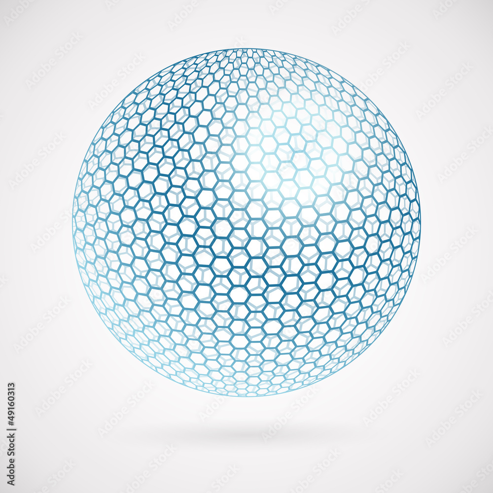 Abstract sphere of hexagons. background card Abstract sphere of hexagons. background card