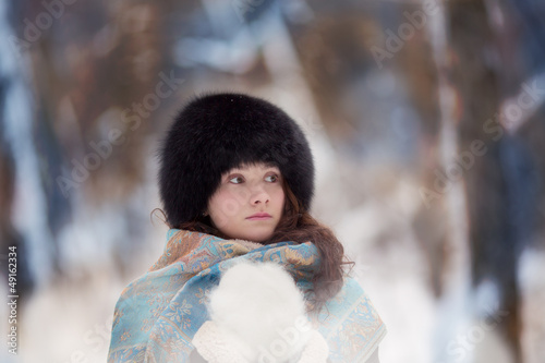 Portrait of beautiful winter woman