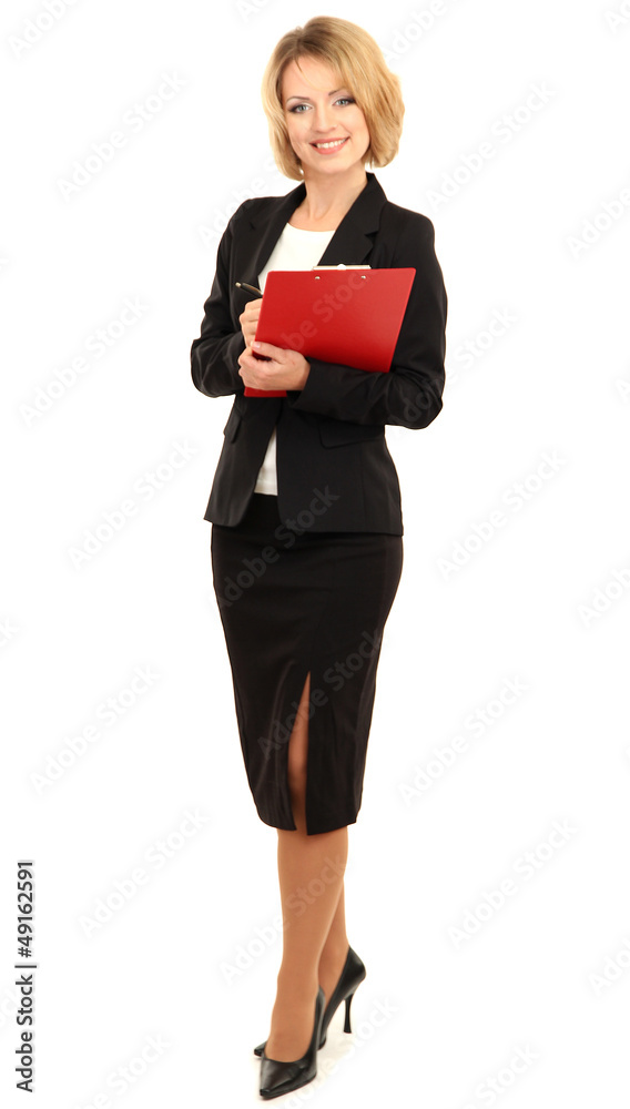 Young beautiful business woman isolated on white Young beautiful business woman isolated on white