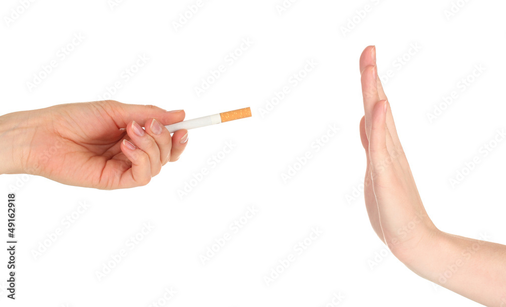 Concept: stop smoking, isolated on white Concept: stop smoking, isolated on white