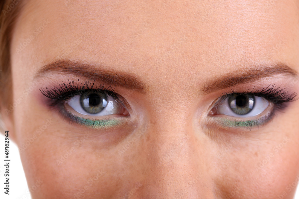 Beautiful female eyes with bright make-up, close up Beautiful female eyes with bright make-up, close up
