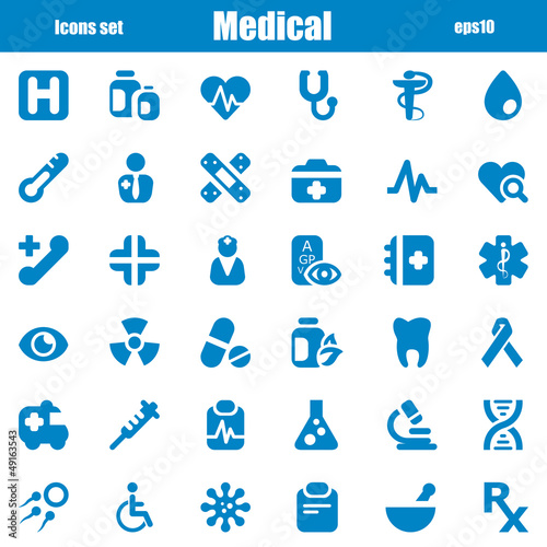 medical icons blue