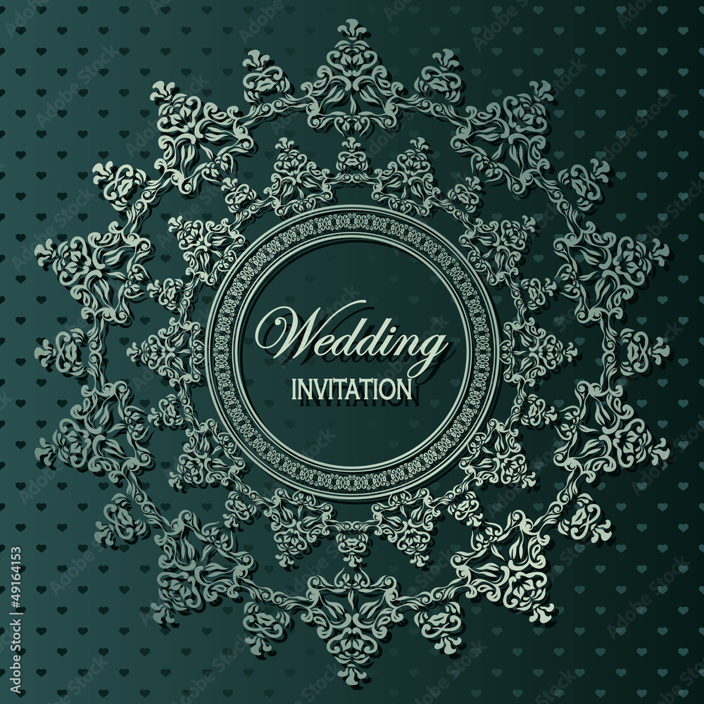 Elegant wedding invitation with round lace pattern Elegant wedding invitation with round lace pattern
