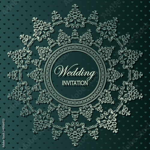 Elegant wedding invitation with round lace pattern