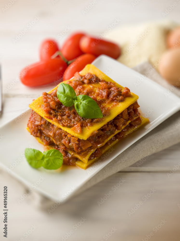 homemade vegetarian lasagne, selective focus homemade vegetarian lasagne, selective focus