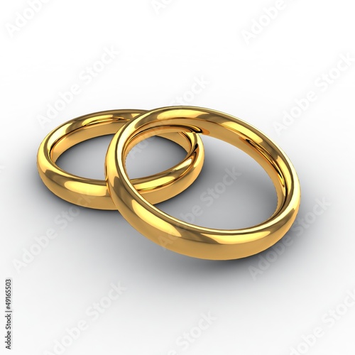 Wedding golden rings 3d. Isolated
