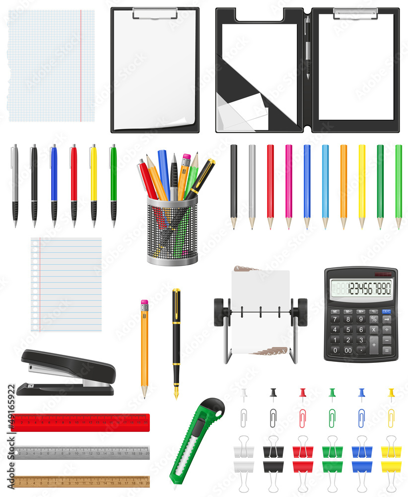 stationery set icons vector illustration stationery set icons vector illustration
