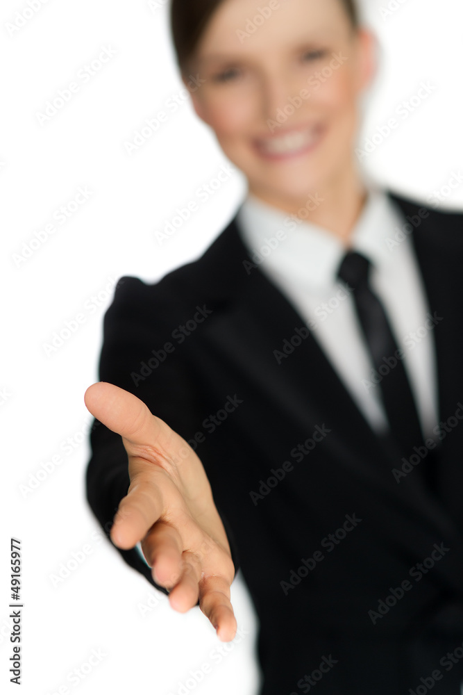 Executive business woman giving handshake - shaking hand Executive business woman giving handshake - shaking hand