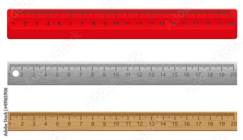 rulers made ​​of plastic wooden and metal vector illustratio