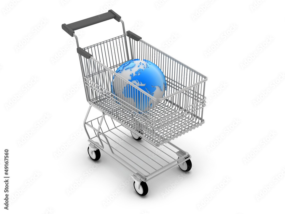 Shopping cart and earth globe