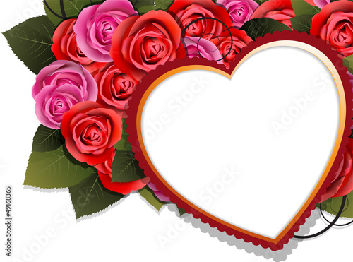 Valentine heart and rose bouquet