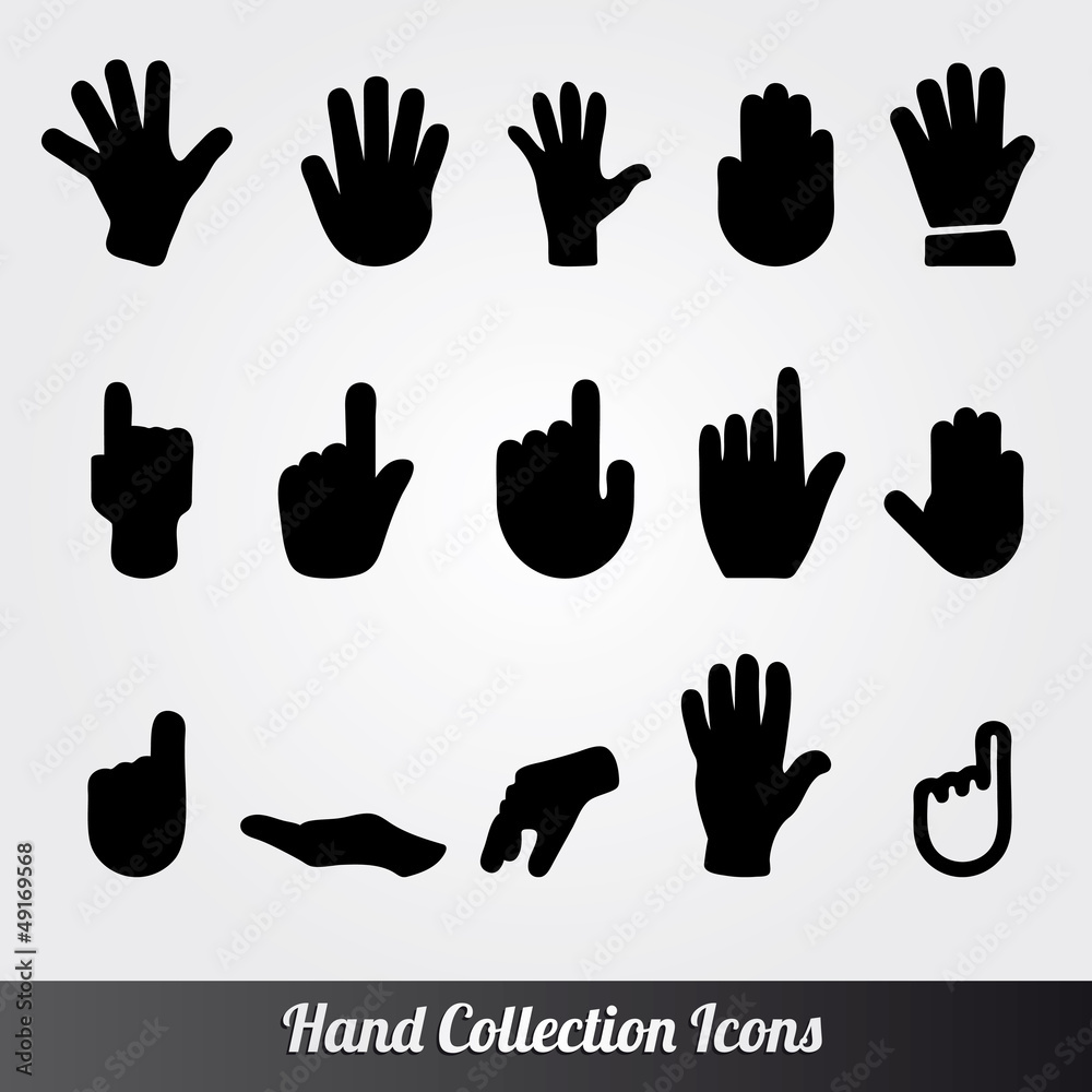 Human Hand collection, icons set vector