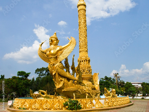 Golden wax sculpture at Tung Sri Muang park in Ubon Ratchathani photo