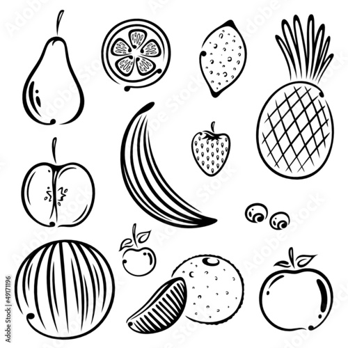 Obst, Früchte, Gesundheit, Vitamine, vector set