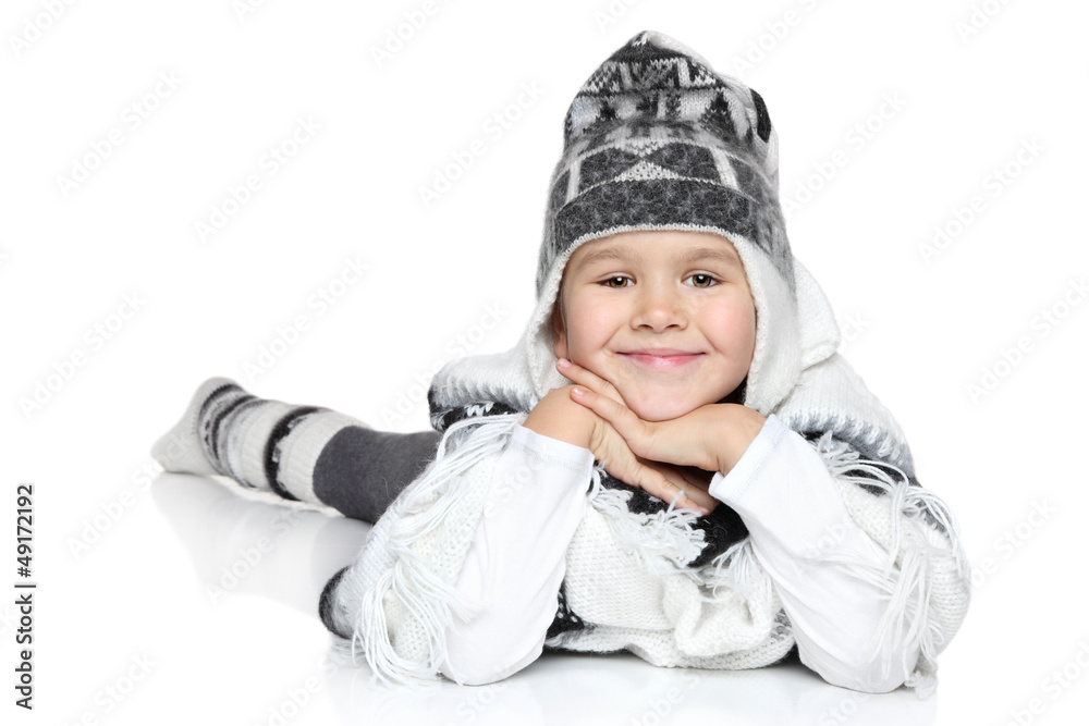 Happy girl lying down