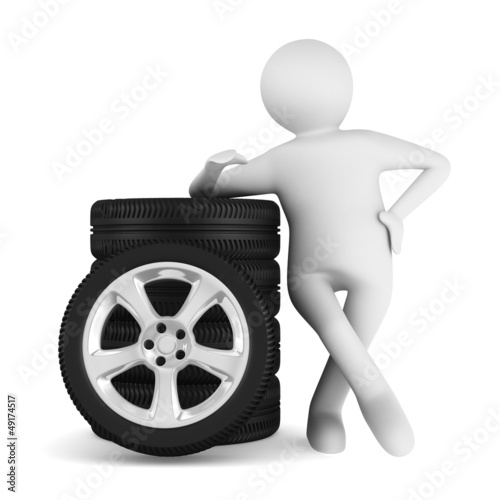 man with disk wheel on whit...