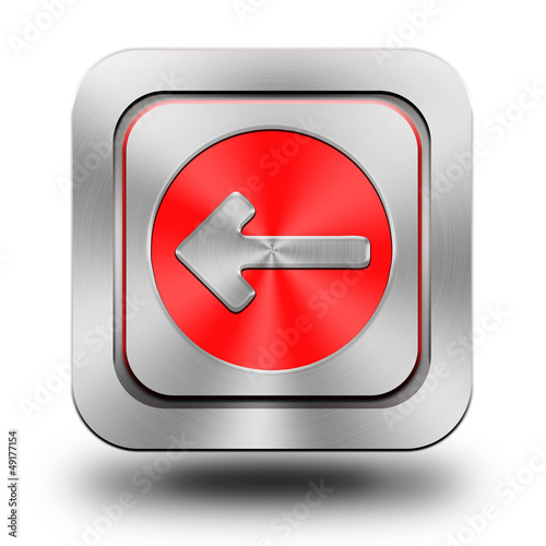 Arrow left aluminum glossy icon, button