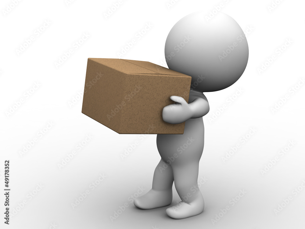 3D Man Carrying Box
