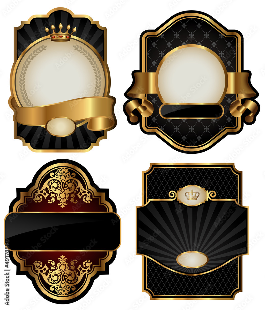 set of four black labels over white set of four black labels over white
