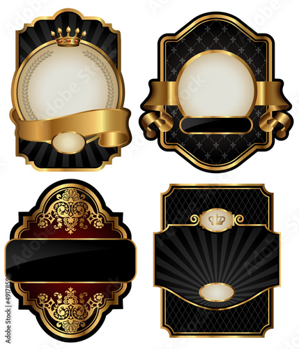 set of four black labels over white