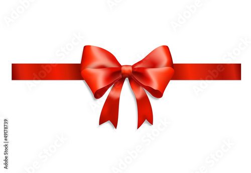 red ribbon and bow isolated on white