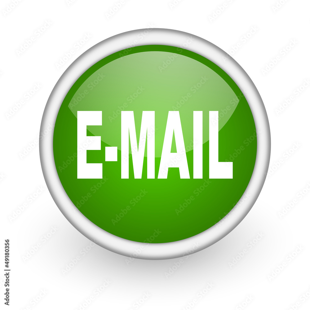 mail green circle glossy web icon on white background mail green circle glossy web icon on white background