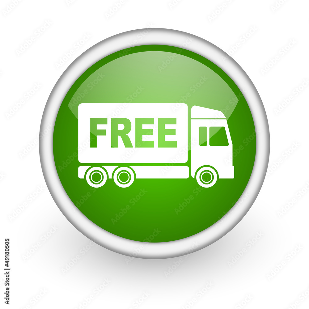 free delivery green circle glossy web icon on white background free delivery green circle glossy web icon on white background