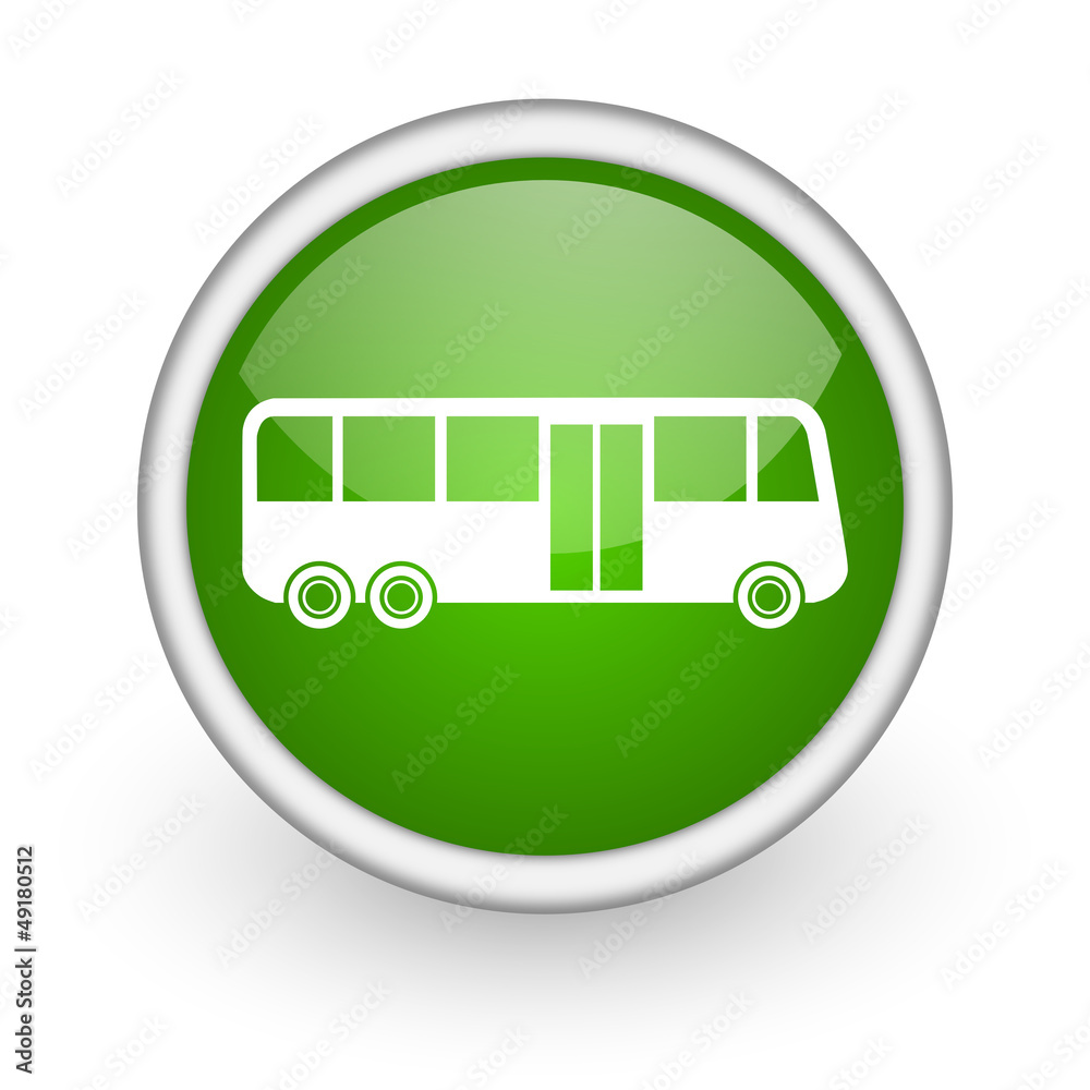 bus green circle glossy web icon on white background bus green circle glossy web icon on white background