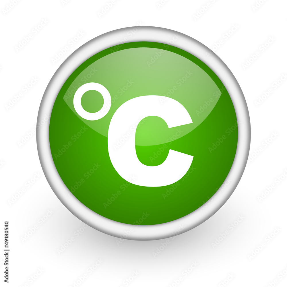 celsius green circle glossy web icon on white background celsius green circle glossy web icon on white background