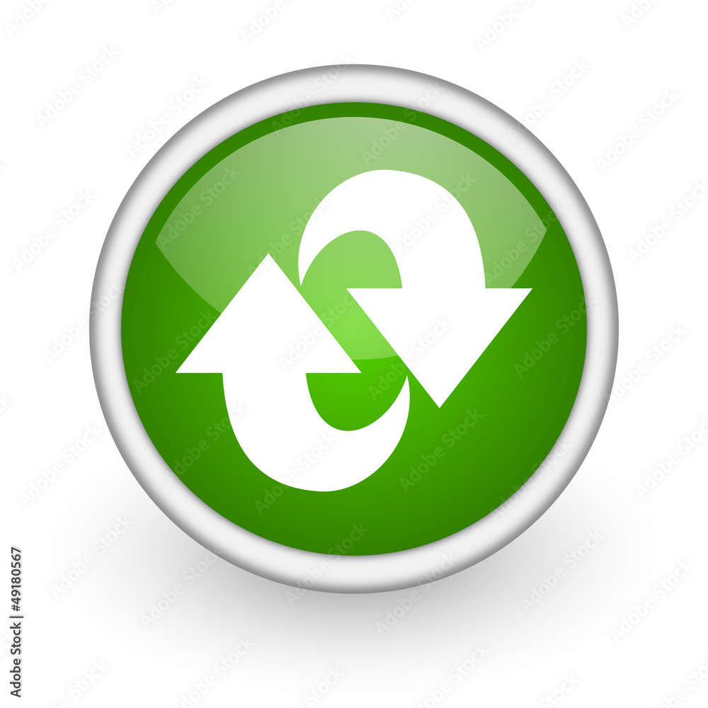 rotate green circle glossy web icon on white background rotate green circle glossy web icon on white background