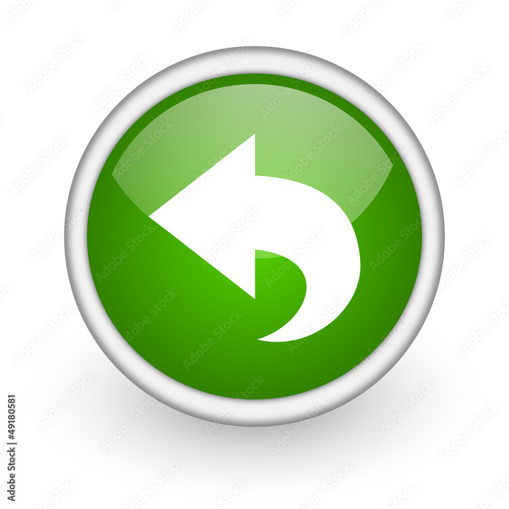 back green circle glossy web icon on white background back green circle glossy web icon on white background