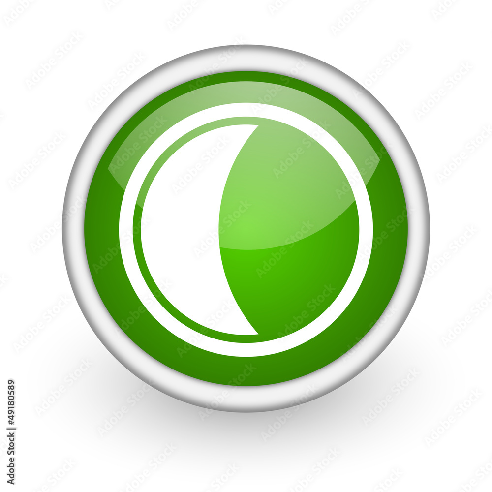 moon green circle glossy web icon on white background moon green circle glossy web icon on white background