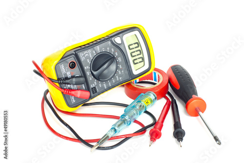 electrician tools on white background