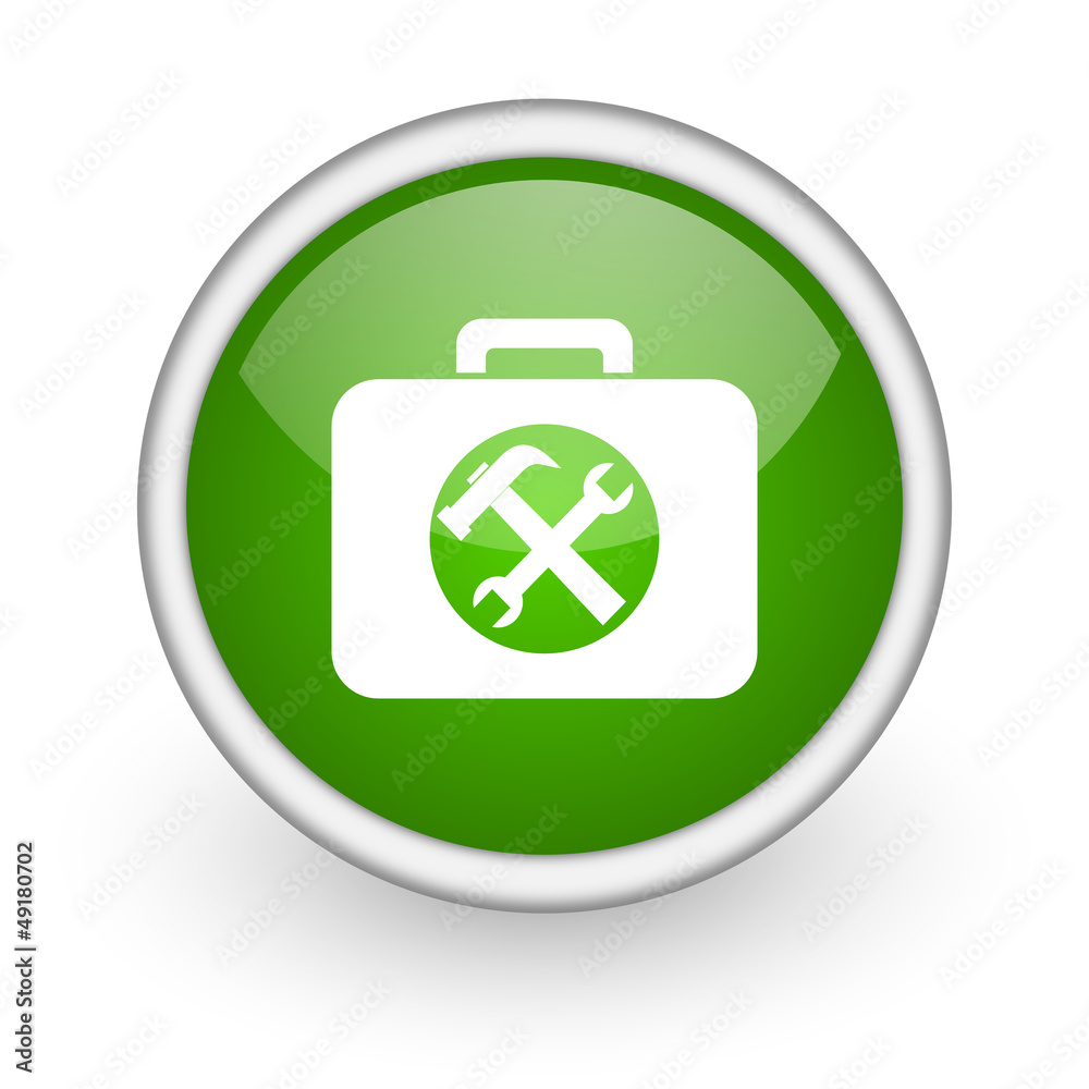 toolkit green circle glossy web icon on white background toolkit green circle glossy web icon on white background