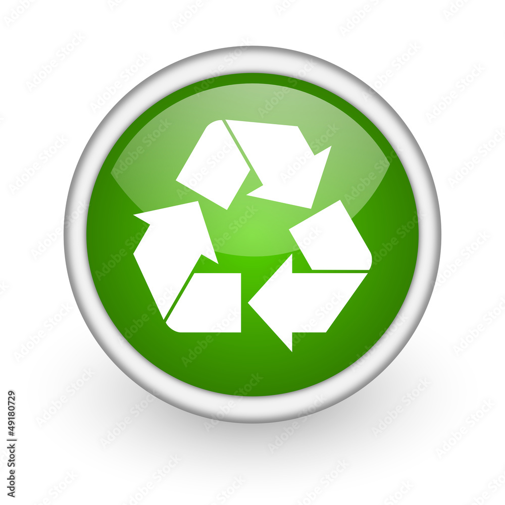 recycle green circle glossy web icon on white background recycle green circle glossy web icon on white background