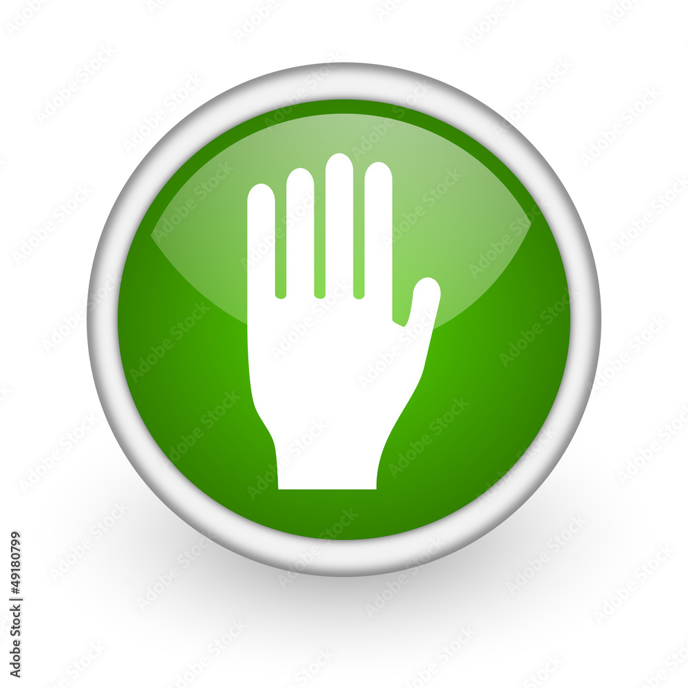 stop green circle glossy web icon on white background stop green circle glossy web icon on white background