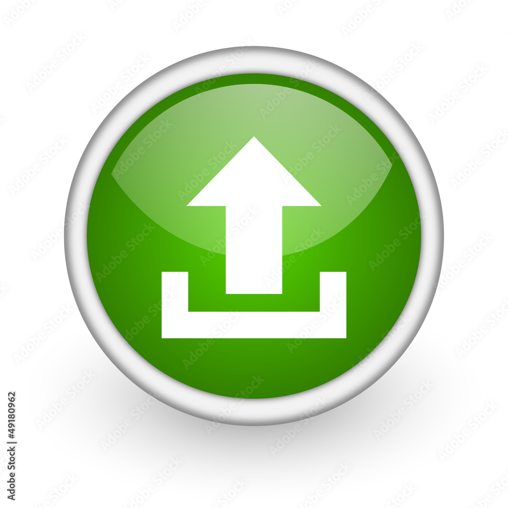 upload green circle glossy web icon on white background upload green circle glossy web icon on white background