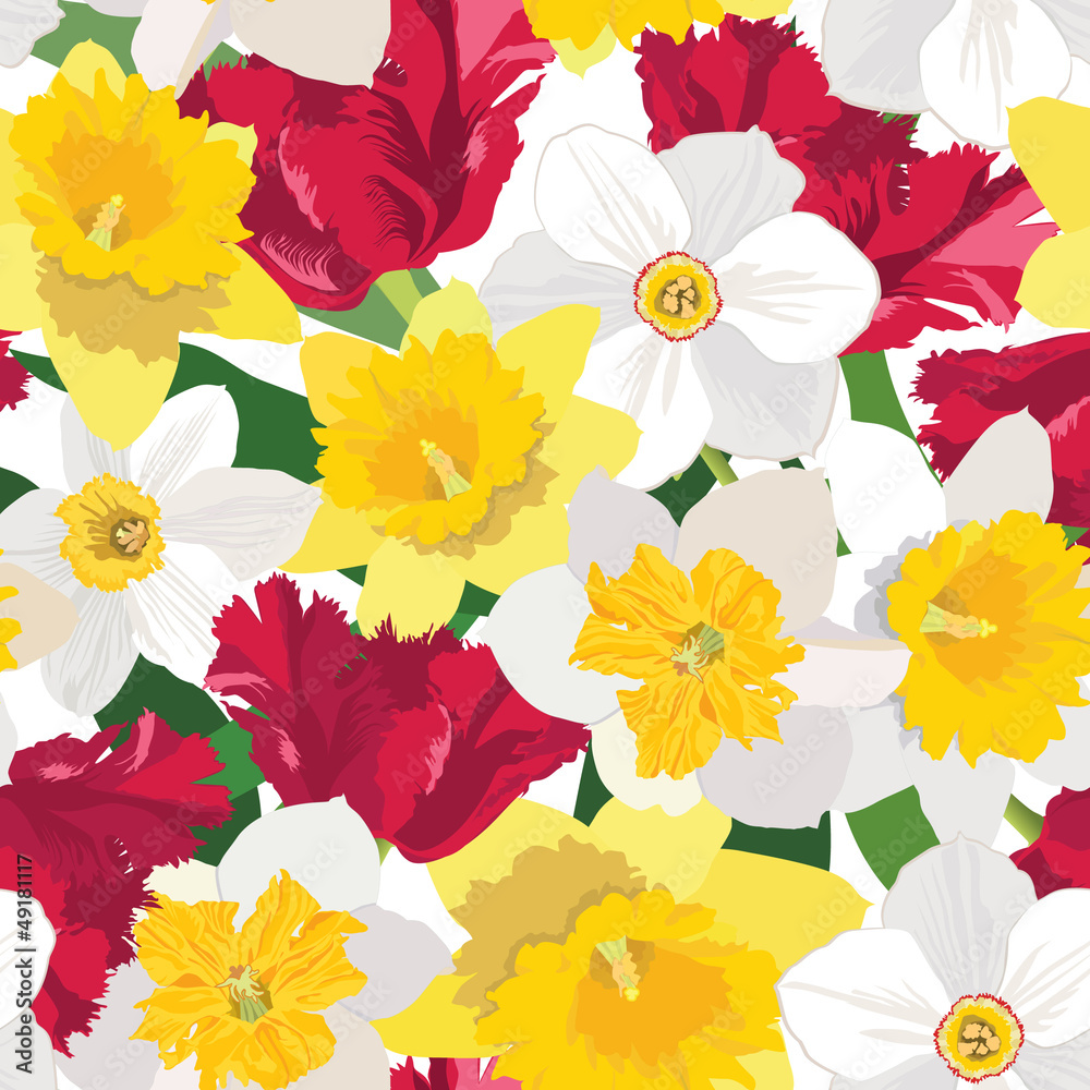 floral seamless pattern. flower background. tulip,daffodil